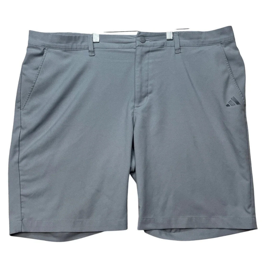 Adidas‎ Shorts Mens 38 Gray Flat Front 3 Stripes Lightweight Golf Performance